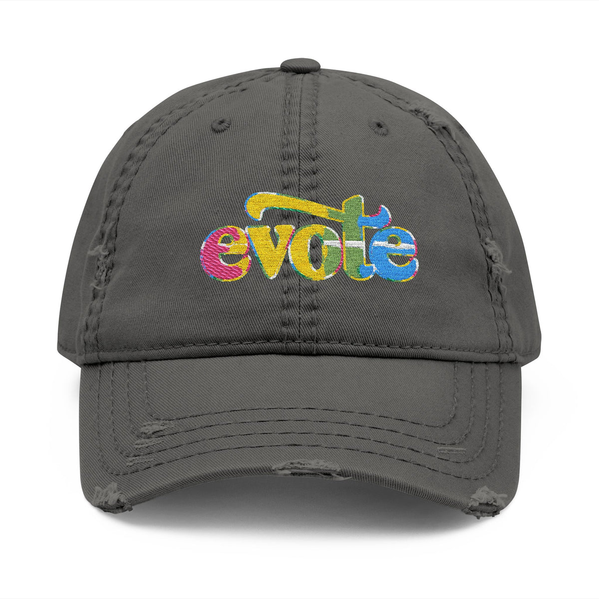Distressed Embroidered “evote” Dad Hat