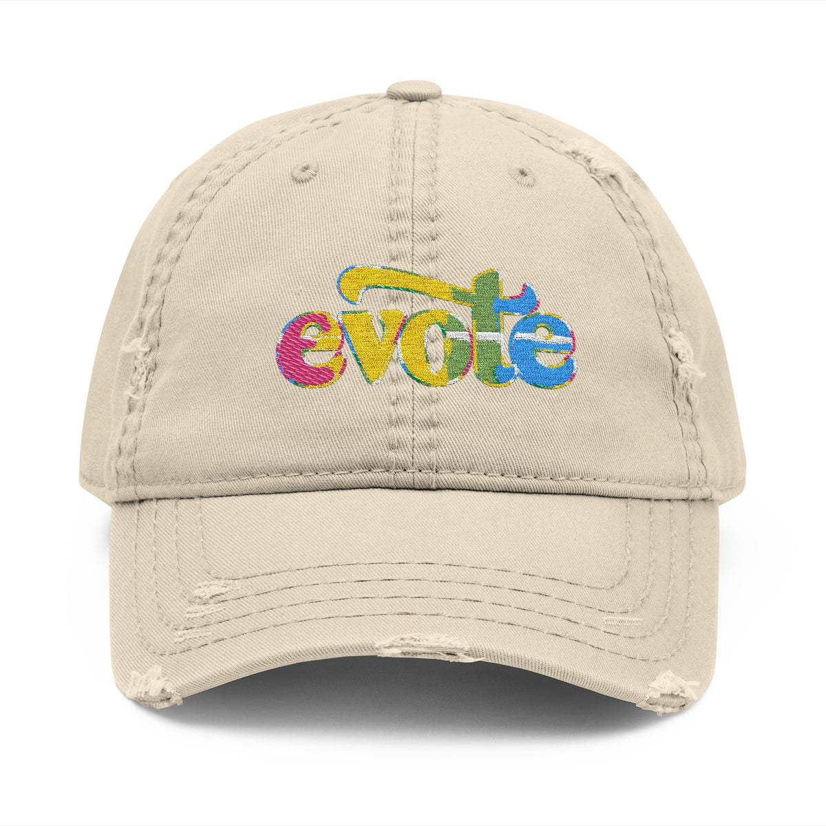 Distressed Embroidered “evote” Dad Hat